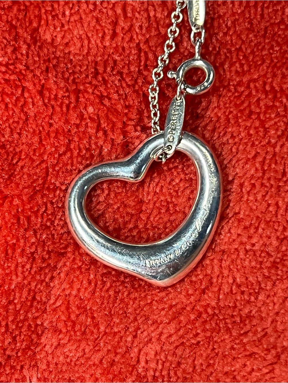 Authentic Tiffany & Co Elsa Peretti Open Heart Diamond Necklace 925 - Picture 12 of 12